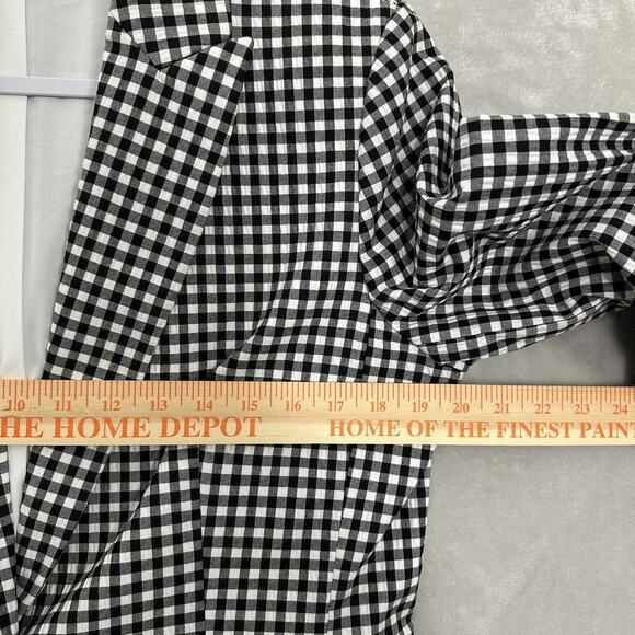 Gingham Blazer Women's Size 10 Ruched Sleeves Career Jacket Timeless Preppy - Picture 8 of 13